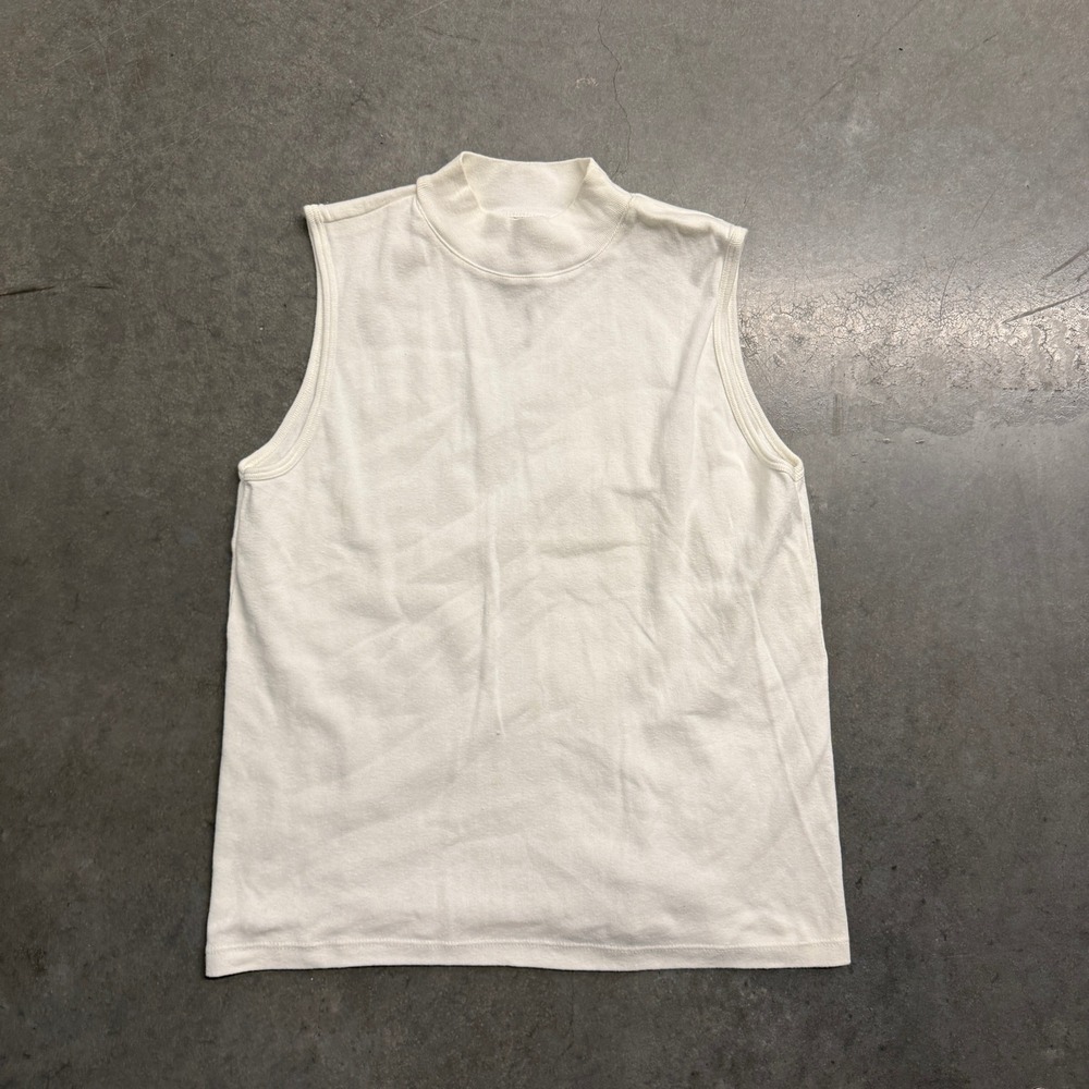 Eve Ltd Vintage Sleeveless Mock Neck Top Cream White Cotton Plus Size 20W